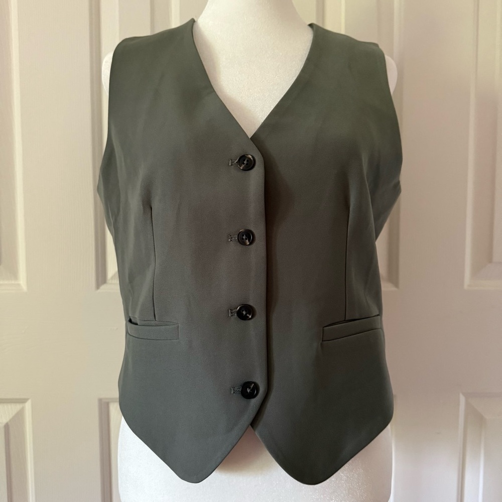 All Row Womens New Button Up Sleeveless Boyfriend Style V-neck Vest Fashion Vest